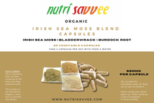 Load image into Gallery viewer, Organic Irish Sea Moss Bladderwrack & Burdock Root Capsules - Wildcrafted Natural Superfood 680mg - Nutri Savvee