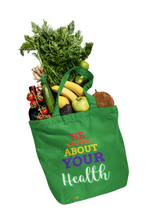 Load image into Gallery viewer, Green Reusable Cotton Tote Bag with"Be Savvee About Your Health" Graphic Design - Nutri Savvee