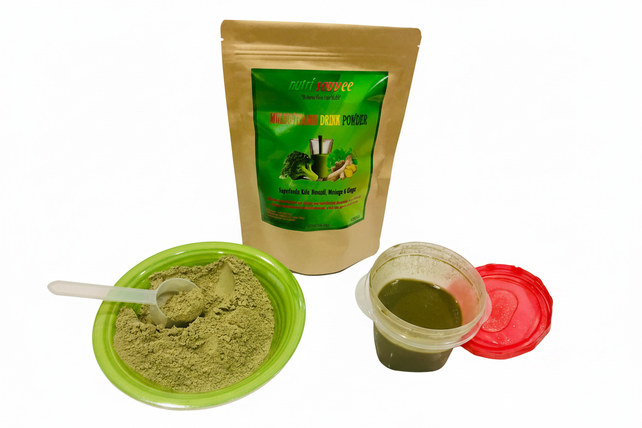 Organic Multivitamin Powder with Plant-Based Protein, Fiber & Essential Vitamins - All Natural - Nutri Savvee