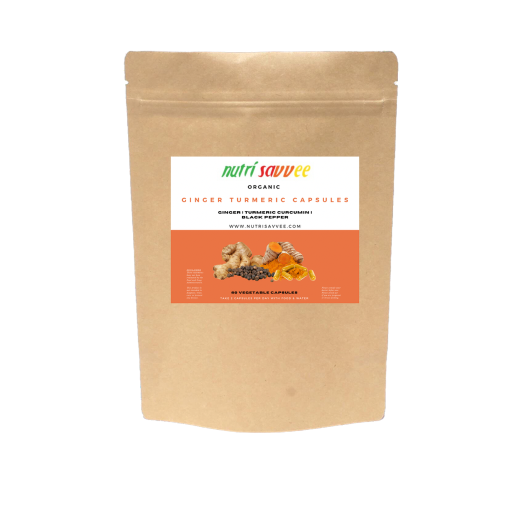 Organic Ginger, Turmeric, Curcumin & Black Pepper Capsules – Anti-Inflammatory Support