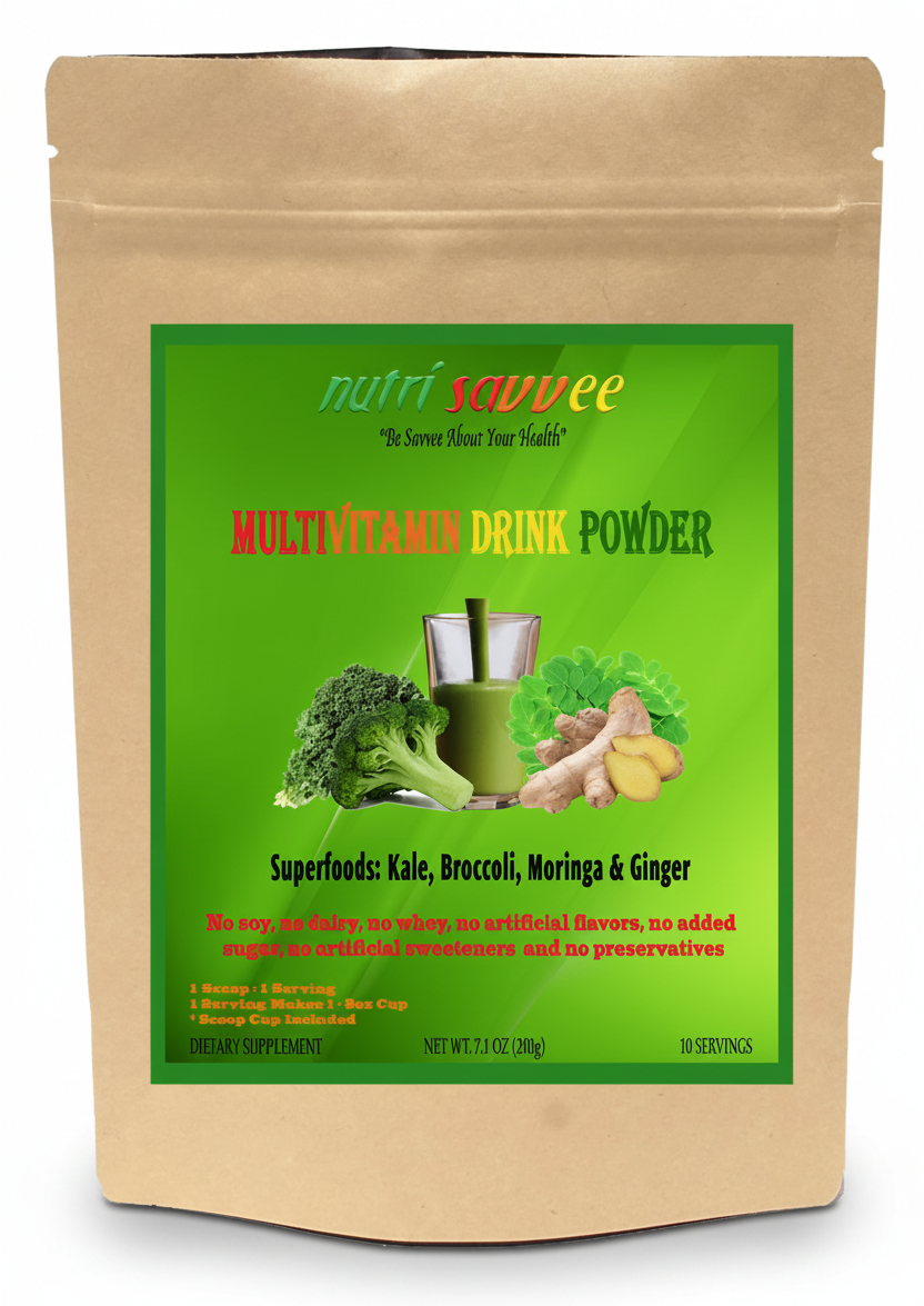 Organic Multivitamin Powder with Plant-Based Protein, Fiber & Essential Vitamins - All Natural - Nutri Savvee