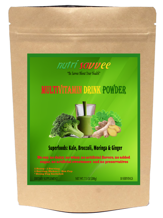 Organic Multivitamin Powder with Plant-Based Protein, Fiber & Essential Vitamins - All Natural - Nutri Savvee