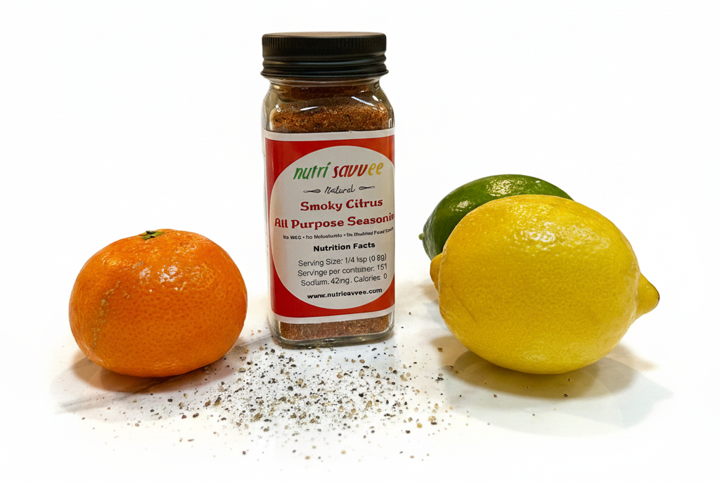 Low Sodium All Purpose Food Seasoning - Smoky Citrus Flavor with Natural Herbs and Spices for Cooking - Nutri Savvee
