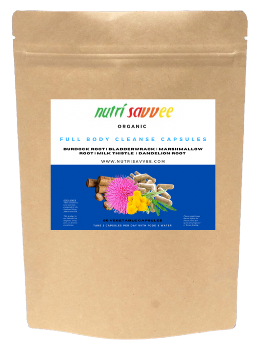 Organic Full Body Cleanse Capsules – Natural Detox for Colon, Liver & Blood 620mg - Nutri Savvee