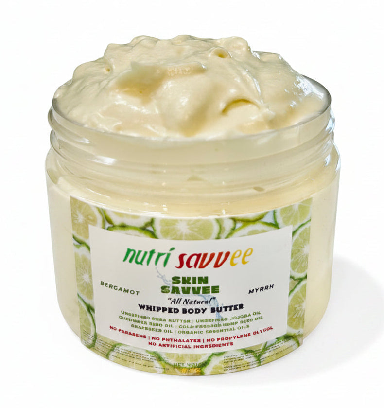 Moisturizing Whipped Body Butter - Unrefined Shea Butter, Jojoba Oil & Essential Oils Natural Handmade Non-Greasy - Nutri Savvee