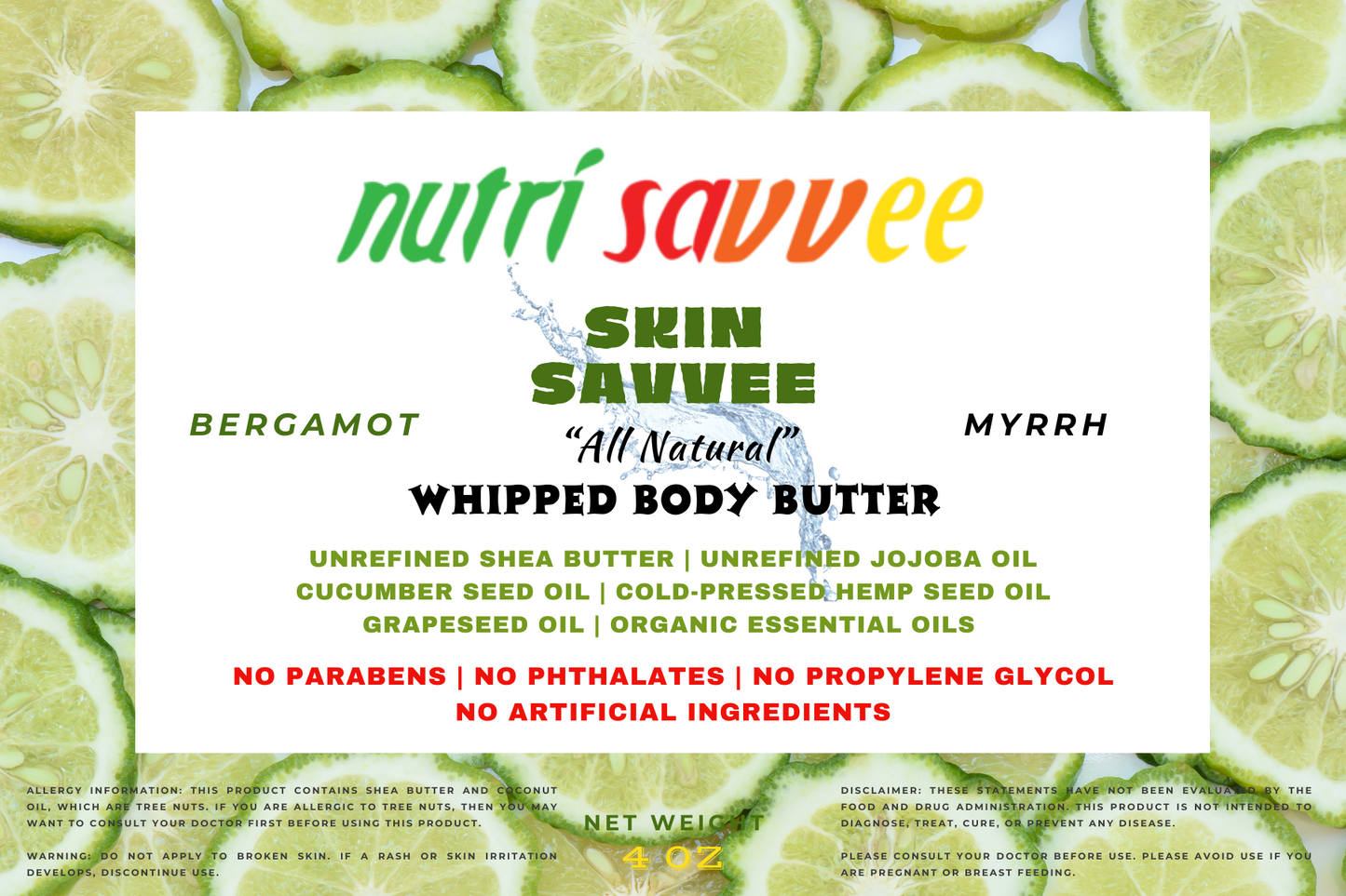Moisturizing Whipped Body Butter - Unrefined Shea Butter, Jojoba Oil & Essential Oils Natural Handmade Non-Greasy - Nutri Savvee