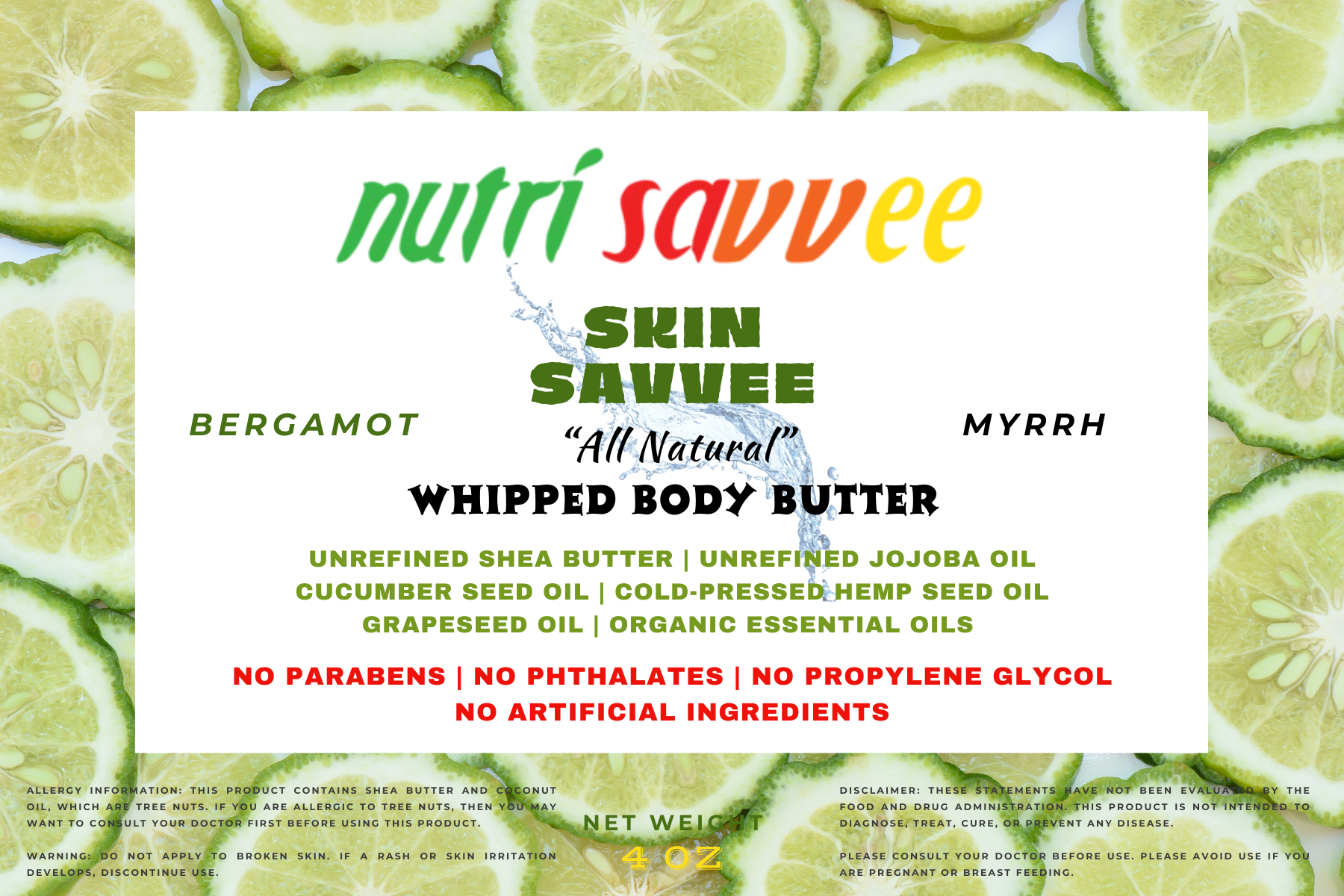 Moisturizing Whipped Body Butter - Unrefined Shea Butter, Jojoba Oil & Essential Oils Natural Handmade Non-Greasy - Nutri Savvee