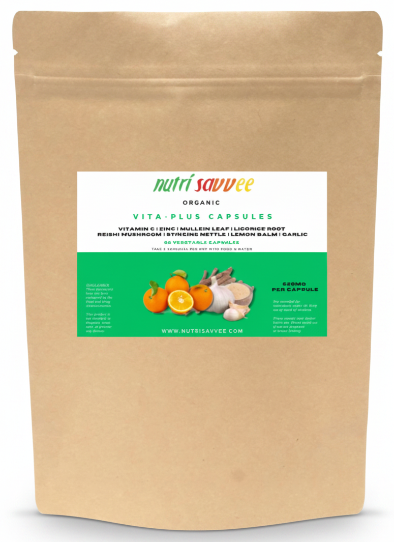 Organic Vita-Plus Capsules – Natural Immune Support for Seasonal Allergies 520mg - Nutri Savvee