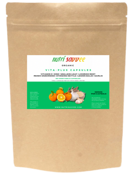 Organic Vita-Plus Capsules – Natural Immune Support for Seasonal Allergies 520mg - Nutri Savvee