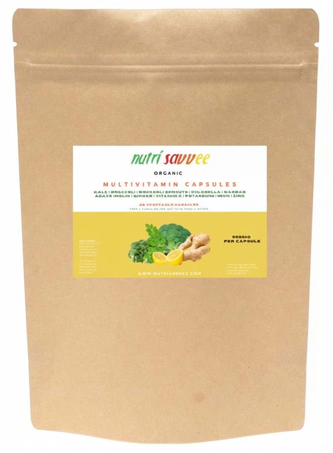 Organic Plant-Based Multivitamin Capsules – Daily Wellness & Natural Immune Support 550mg - Nutri Savvee