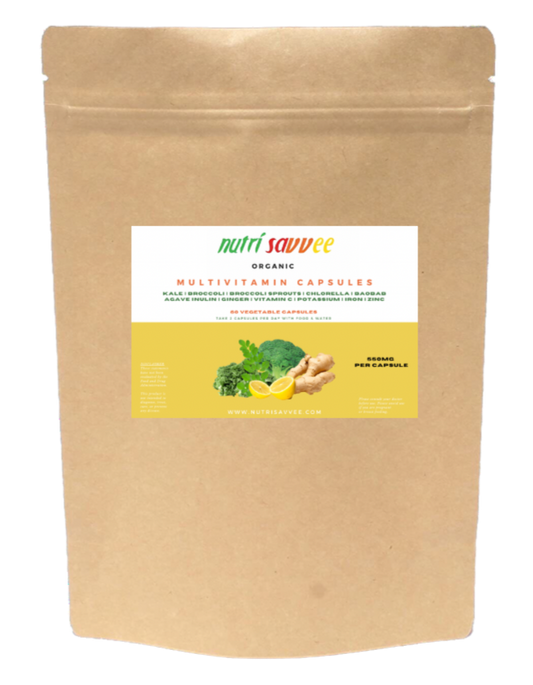 Organic Plant-Based Multivitamin Capsules – Daily Wellness & Natural Immune Support 550mg - Nutri Savvee
