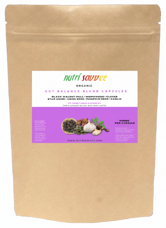 Organic Gut Balance Blend Capsules - Digestive Cleanse 500mg - Nutri Savvee