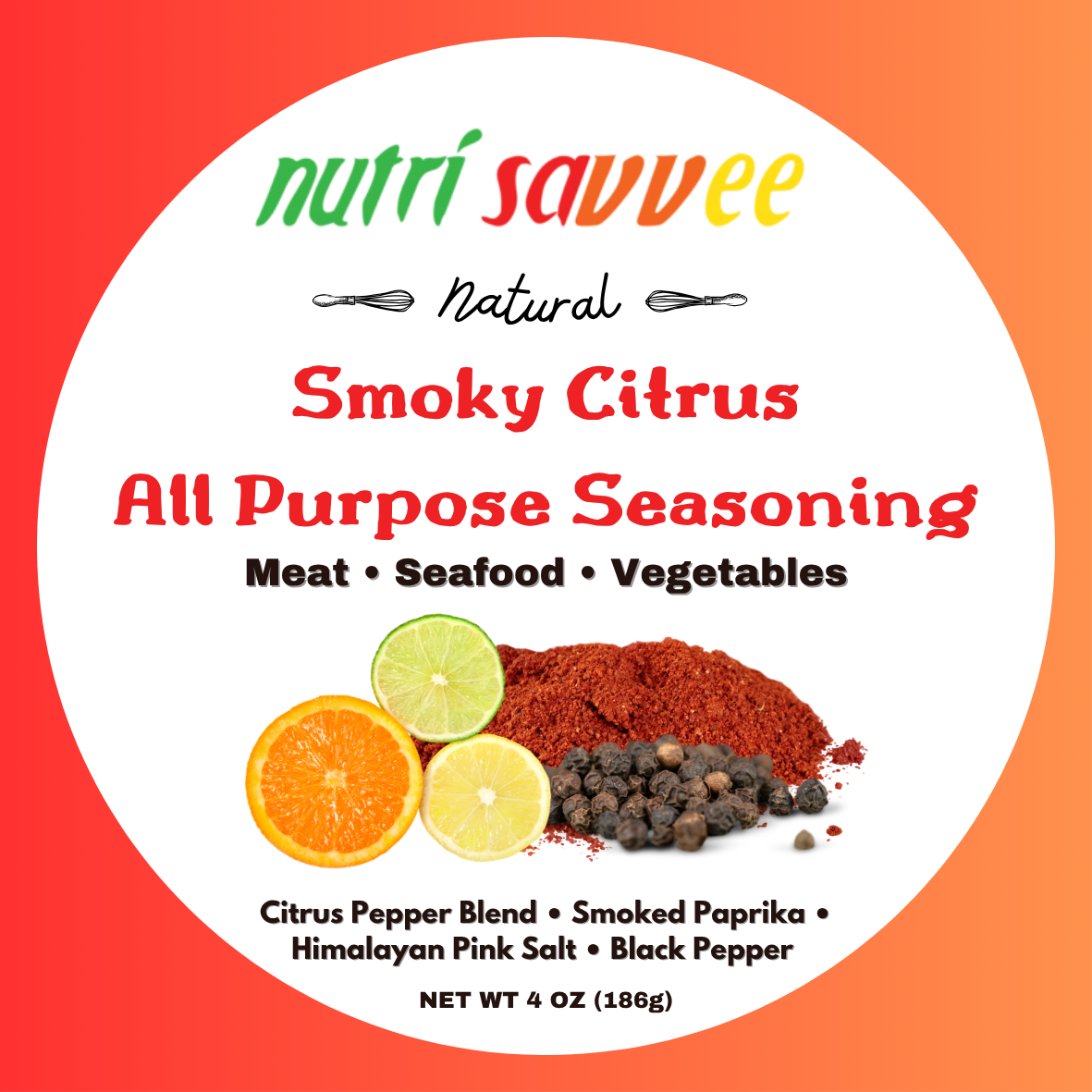Low Sodium All Purpose Food Seasoning - Smoky Citrus Flavor with Natural Herbs and Spices for Cooking - Nutri Savvee