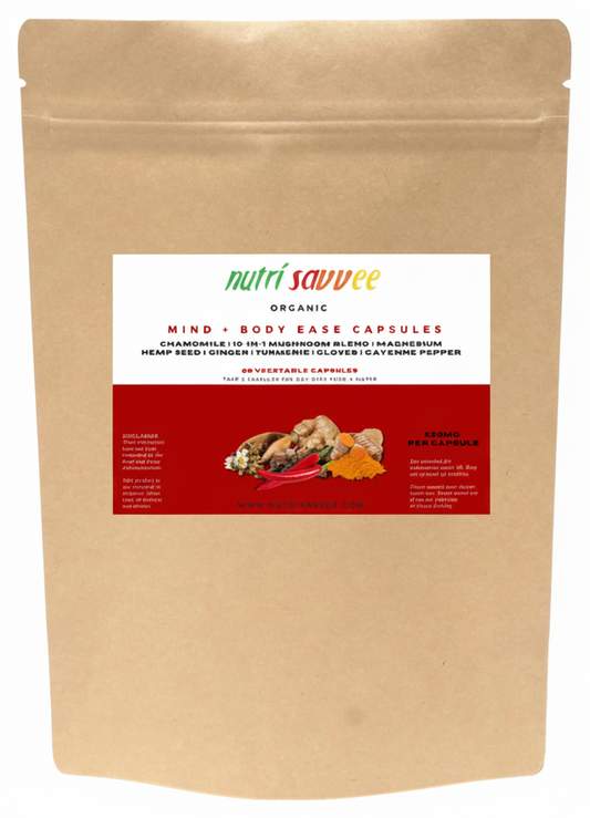 Organic Mind and Body Ease Capsules - Full Body Comfort 520mg - Nutri Savvee