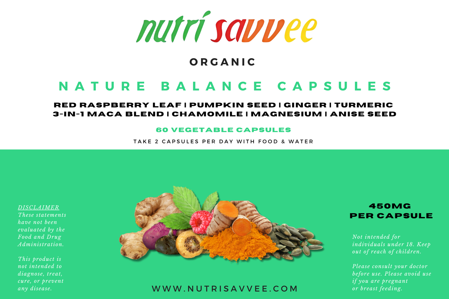 Organic Nature Balance Capsules - Hormone Balance 450mg