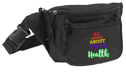 Black 3-Pocket Fanny Pack w/ Adjustable Plastic Snap Buckle Healthy Lifestyle 