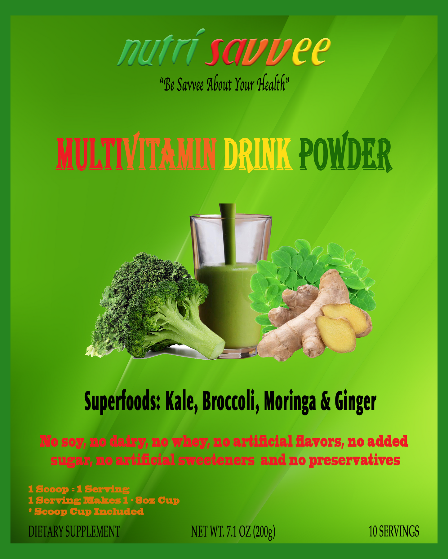 Organic Multivitamin Powder with Plant-Based Protein, Fiber & Essential Vitamins - All Natural - Nutri Savvee