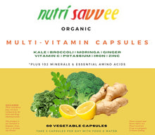 Load image into Gallery viewer, ORGANIC Multivitamin Capsules Plant-Based w/ Energy Support Immune Support Heavy Metal Detox &amp; Chlorophyll
